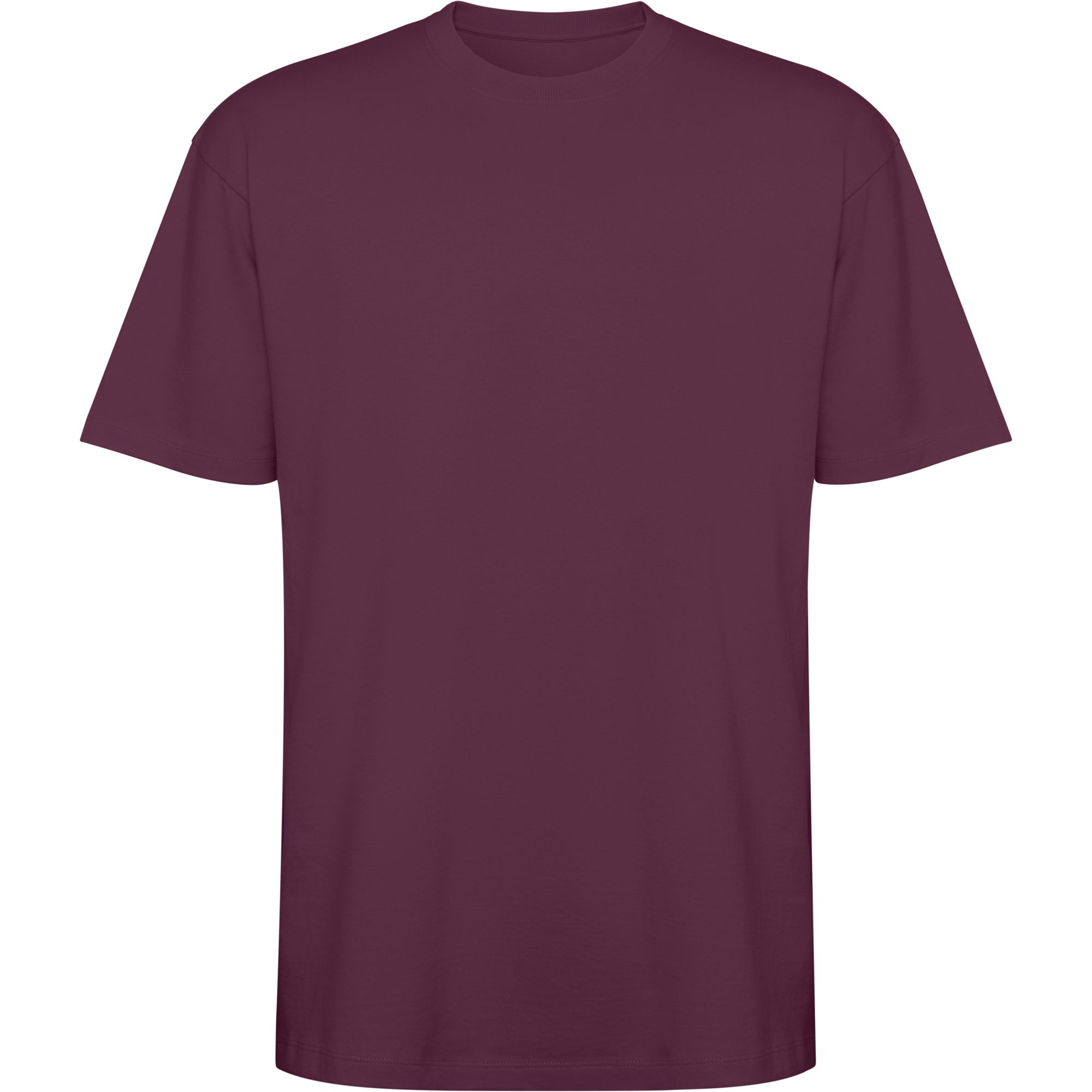 Camiseta unisex oversize Bull 210 g/m² – Roly 9 Camiseta unisex oversize Bull 210 g/m² color rojo ciruela vista frontal