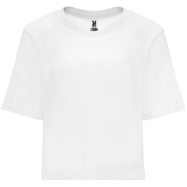 Camiseta croptop mujer Dominica 170 g/m² color blanco vista frontal